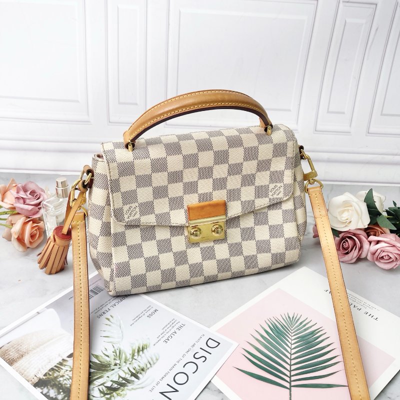 LV 白色棋盤格CROISETTE23*16*8 98新配件塵袋-3