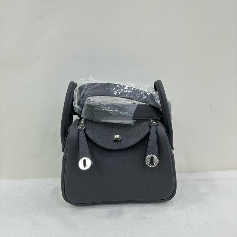 Hermes 愛馬仕mini lindy 石板灰銀扣W刻 全新全套 票 盒子-1