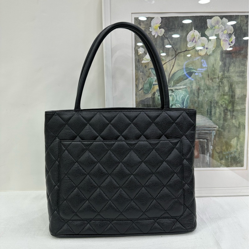 Chanel香奈兒 vintage 黑色荔枝皮金幣希爾頓 無卡-2