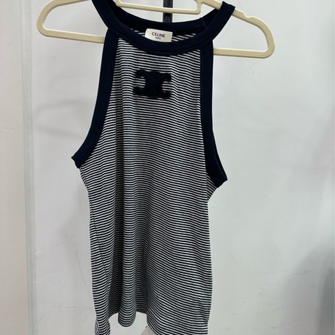 CELINE賽琳 凱旋門標誌條紋背心 L碼 全新 25新款 短版吊帶