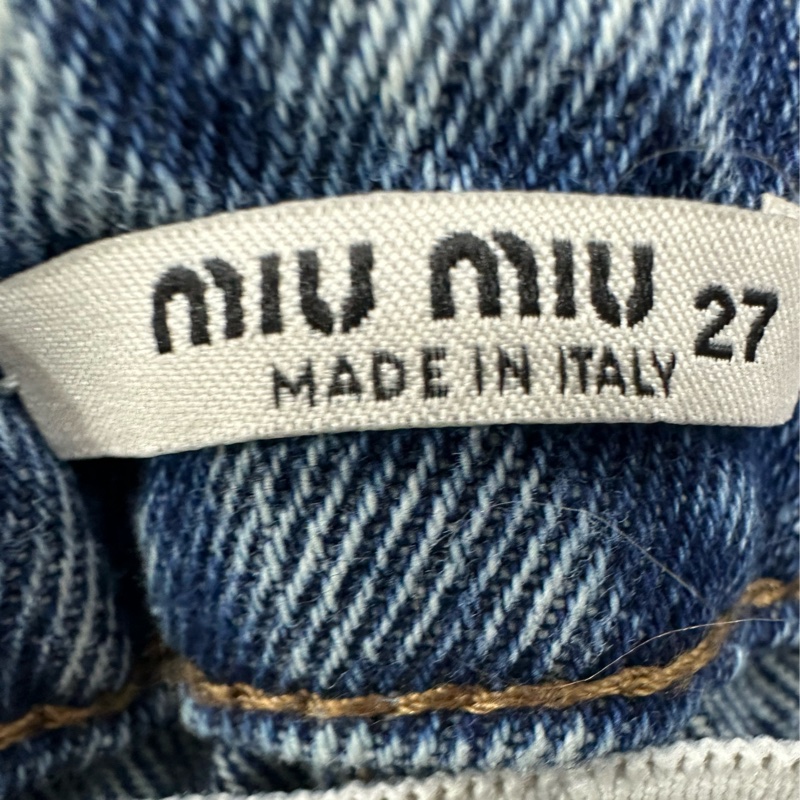 Miumiu 繆繆滿logo花苞牛仔短褲 27碼 全新-3