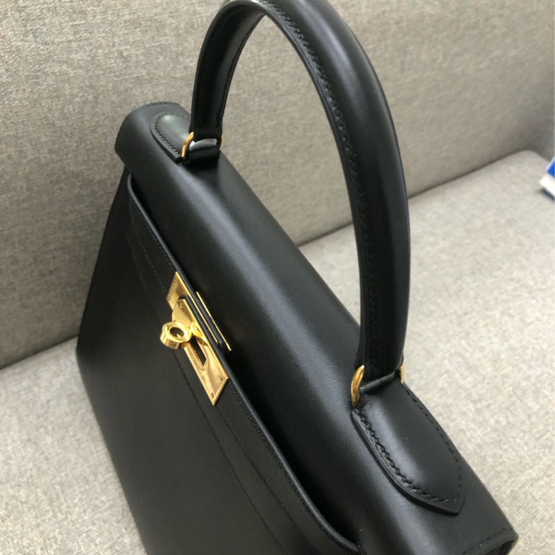 二手Hermes愛馬仕Kelly28黑金box皮，圓圈U刻，很難遇到這麼好品相，沒有開裂皺摺-2