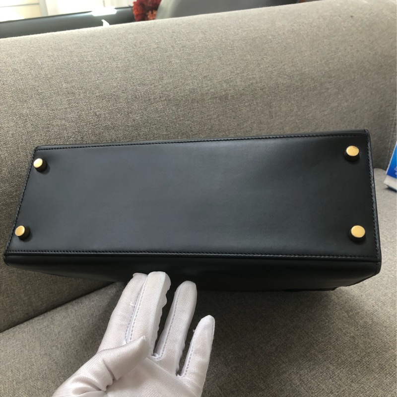 二手Hermes愛馬仕Kelly28黑金box皮，圓圈U刻，很難遇到這麼好品相，沒有開裂皺摺-3