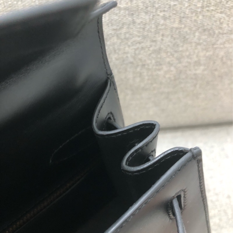 二手Hermes愛馬仕Kelly28黑金box皮，圓圈U刻，很難遇到這麼好品相，沒有開裂皺摺-6