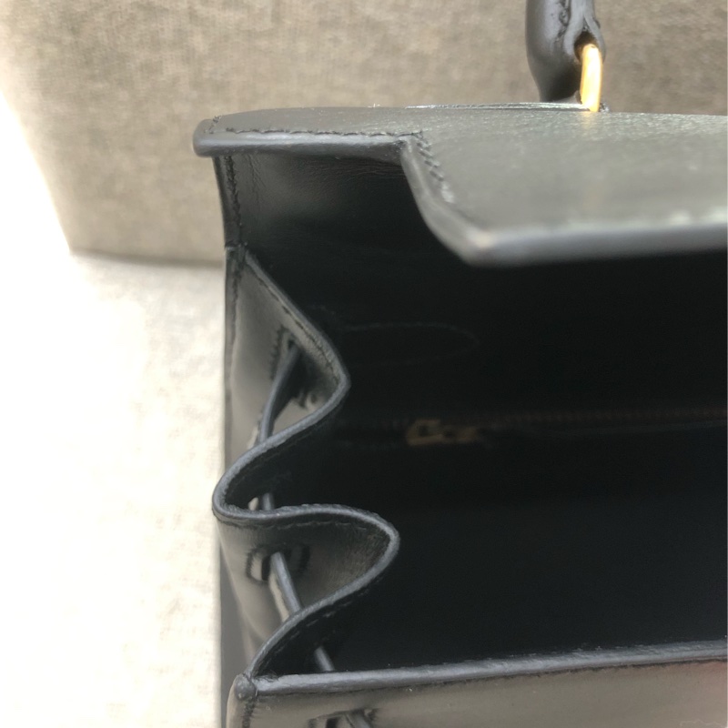 二手Hermes愛馬仕Kelly28黑金box皮，圓圈U刻，很難遇到這麼好品相，沒有開裂皺摺-7