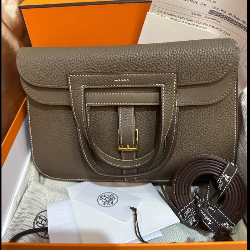 有購證🩷 halzan25 大象灰金扣 手提單肩斜挎包 哈喇子包 Z刻 大全套有發票-0