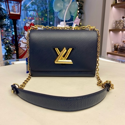 98新LV 路易威登  Twist 系列 藍色水波紋扭扭包 中號  尺寸：23*16*