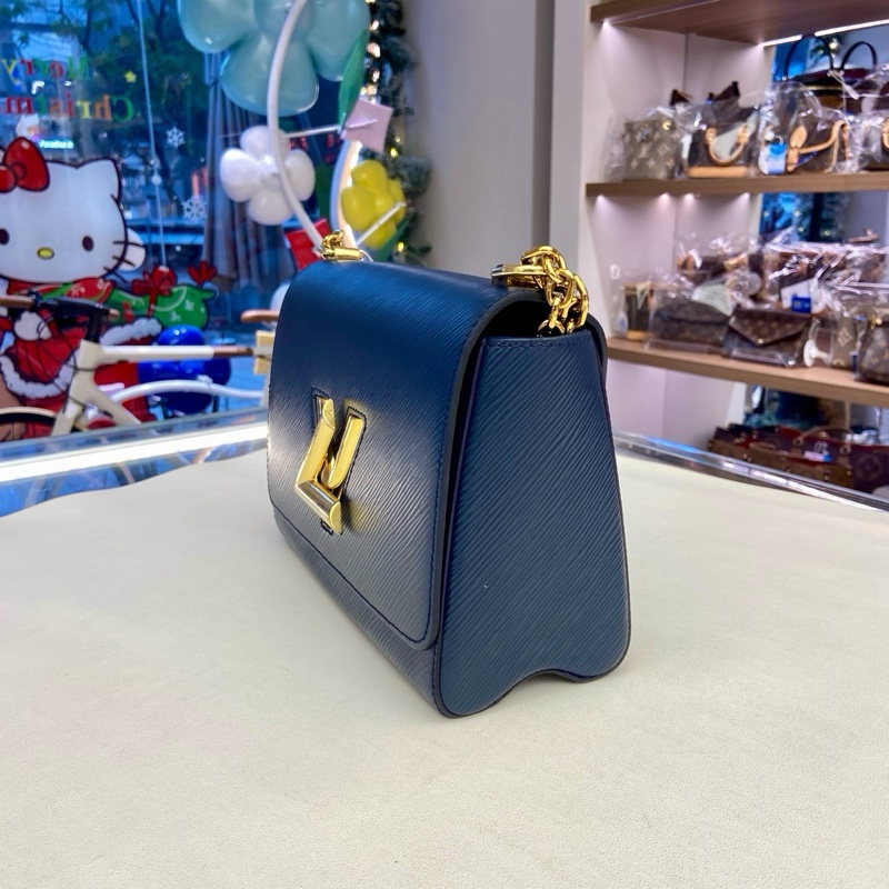 98新LV 路易威登  Twist 系列 藍色水波紋扭扭包 中號  尺寸：23*16*-3