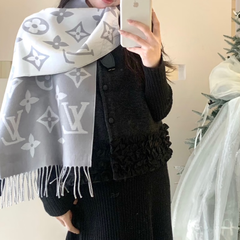 lv灰色羊毛圍巾-8