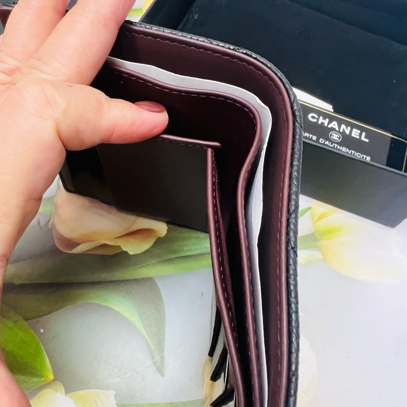 香奈兒三折荔枝牛皮短夾-9