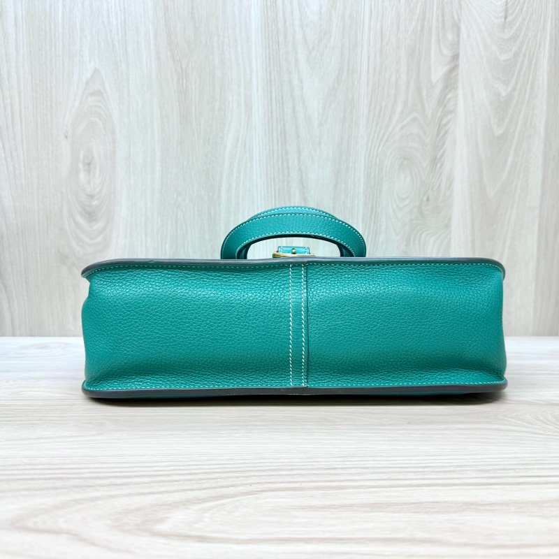 Hermers U4絲絨綠T/C皮金釦halzan31五用包-5