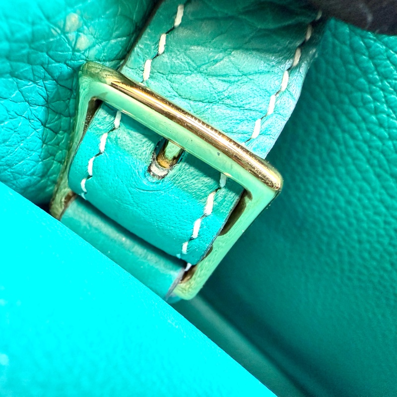 Hermers U4絲絨綠T/C皮金釦halzan31五用包-12