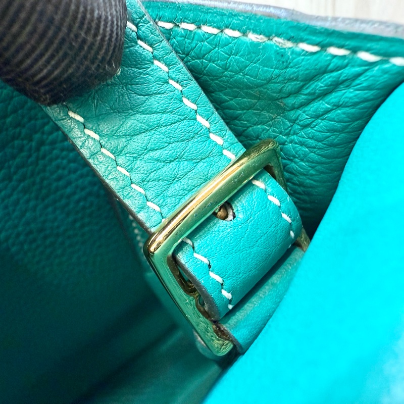 Hermers U4絲絨綠T/C皮金釦halzan31五用包-13