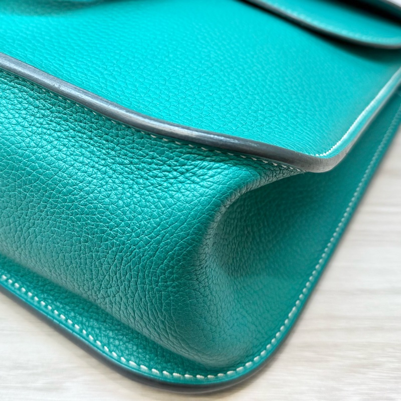 Hermers U4絲絨綠T/C皮金釦halzan31五用包-19