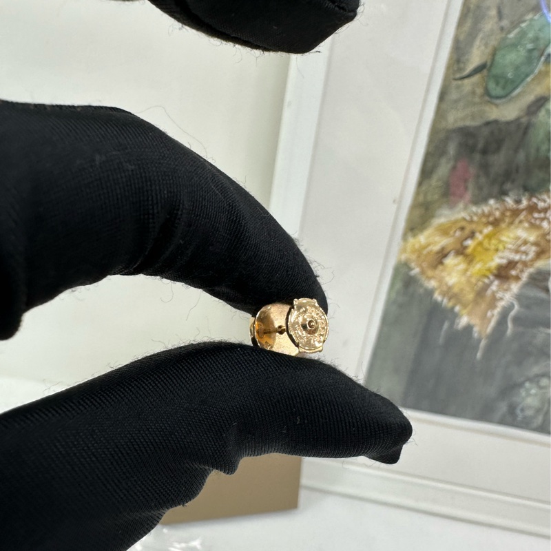 Bvlgari寶格麗玫瑰金孔雀石圓餅耳環一對-3