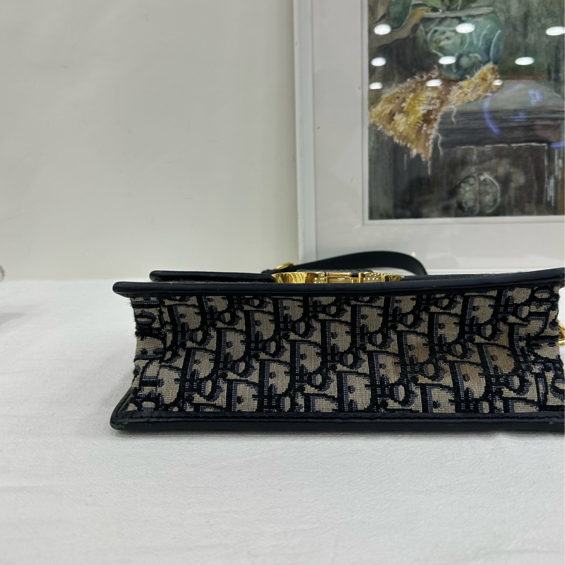 Dior迪奧 蒙田30中號 老花鏈包 經典Oblique老花帆布 黑色皮革邊框 金色CD扣 20年內標-4