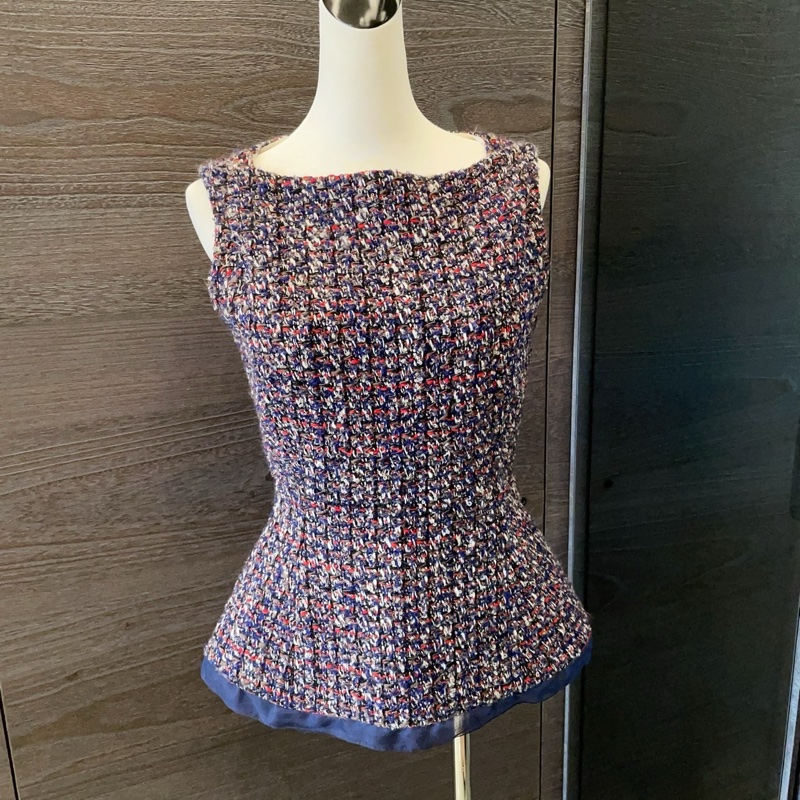 Dior迪奧 毛呢背心上衣/藍色款/36號/99新美品-0