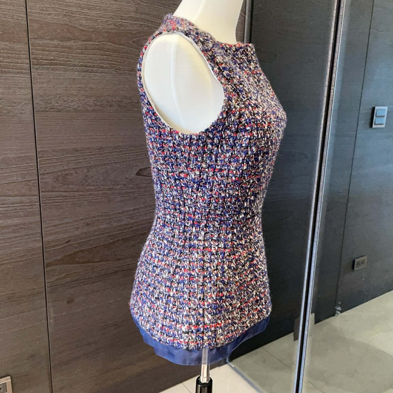 Dior迪奧 毛呢背心上衣/藍色款/36號/99新美品-9