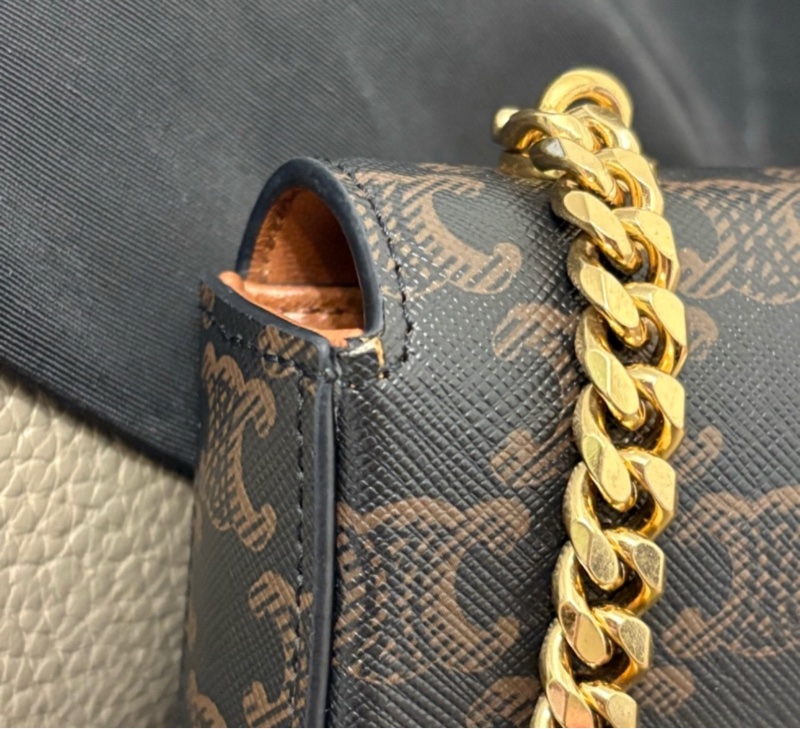 甜甜價✨ CELINE - claude 老花腋下包 鏈條包 凱旋門-10