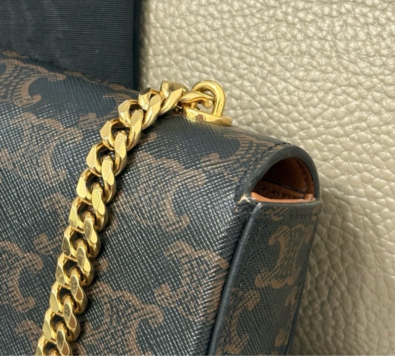 甜甜價✨ CELINE - claude 老花腋下包 鏈條包 凱旋門-16