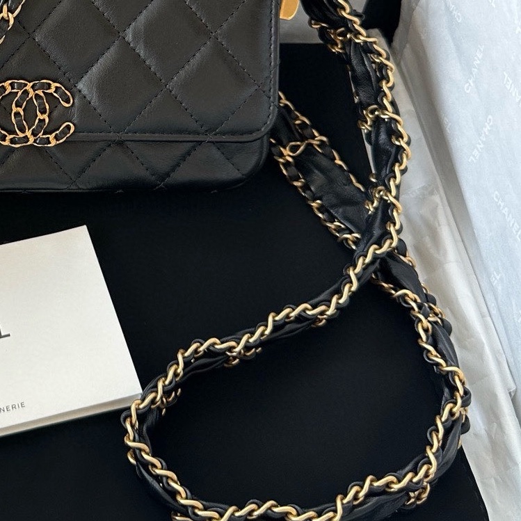 【配件：盒子、防塵袋 99新💕】Chanel 23K 法棍包 黑金 黑色 19bag金扣 手提 單肩 斜挎-2