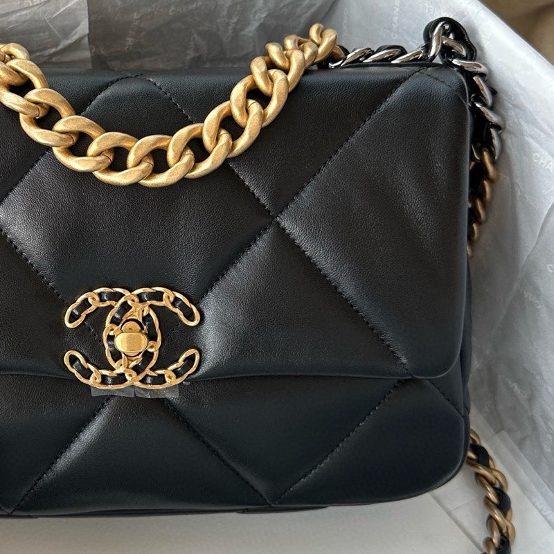 【配件：防塵袋 💕 】Chanel 24B 19bag 小號 黑金 黑色 金扣 羊皮 手提 單肩 斜挎-2