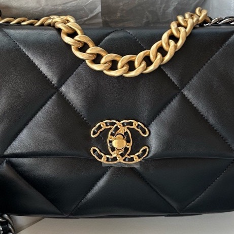 【配件：防塵袋 💕 】Chanel 24B 19bag 小號 黑金 黑色 金扣 羊皮 手提 單肩 斜挎-3