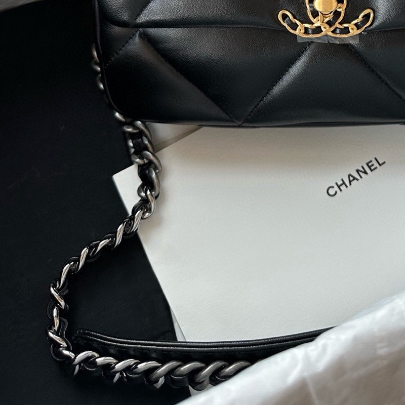 【配件：防塵袋 💕 】Chanel 24B 19bag 小號 黑金 黑色 金扣 羊皮 手提 單肩 斜挎-4