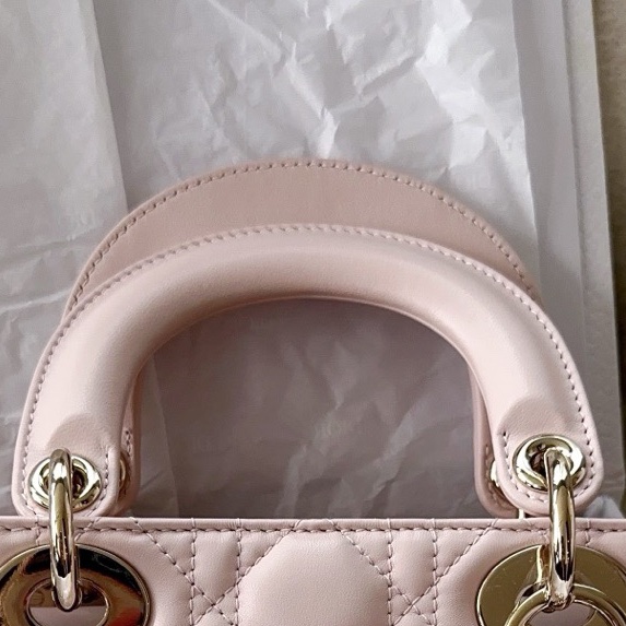 【配件：防塵袋、說明書 】Dior 戴妃 三格 粉色 淡粉色 淺粉色 櫻花粉 金扣 手提 單肩 斜挎-4