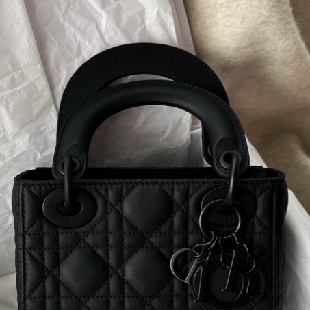 【配件：盒子、防塵袋、小票、說明書 💕】Dior 戴妃 三格 全黑 黑色 磨砂 啞光 手提 單肩 斜挎-1