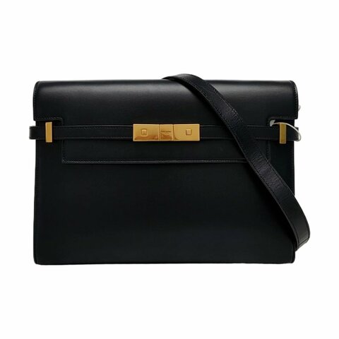 YSL MANHATTAN 黑色牛皮曼哈頓包單肩包 金色五金 可拆卸肩帶