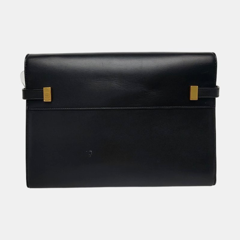 YSL MANHATTAN 黑色牛皮曼哈頓包單肩包 金色五金 可拆卸肩帶-4
