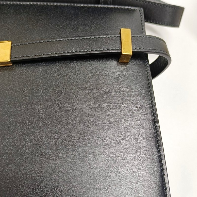 YSL MANHATTAN 黑色牛皮曼哈頓包單肩包 金色五金 可拆卸肩帶-9