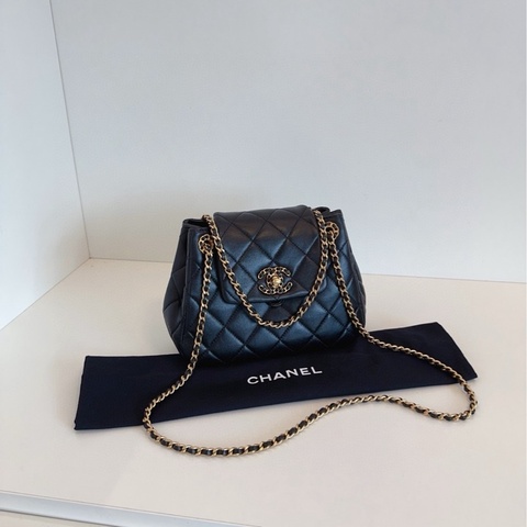 【99新🆕芯片款】Chanel  24p新款 黑金19系列小元寶 hobo鏈條包 單肩包