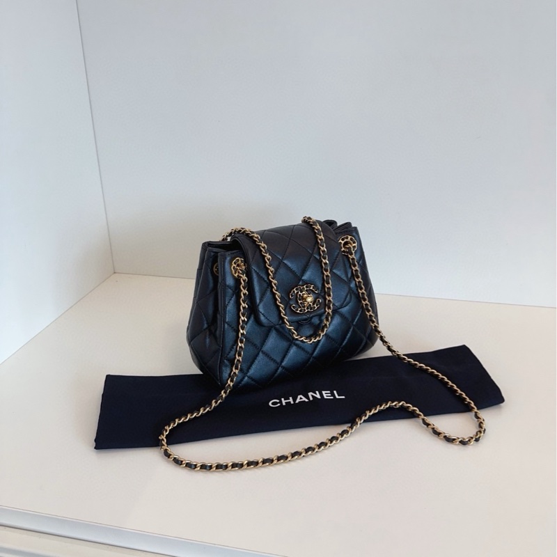 【99新🆕芯片款】Chanel  24p新款 黑金19系列小元寶 hobo鏈條包 單肩包-1