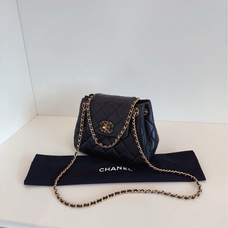 【99新🆕芯片款】Chanel  24p新款 黑金19系列小元寶 hobo鏈條包 單肩包-3
