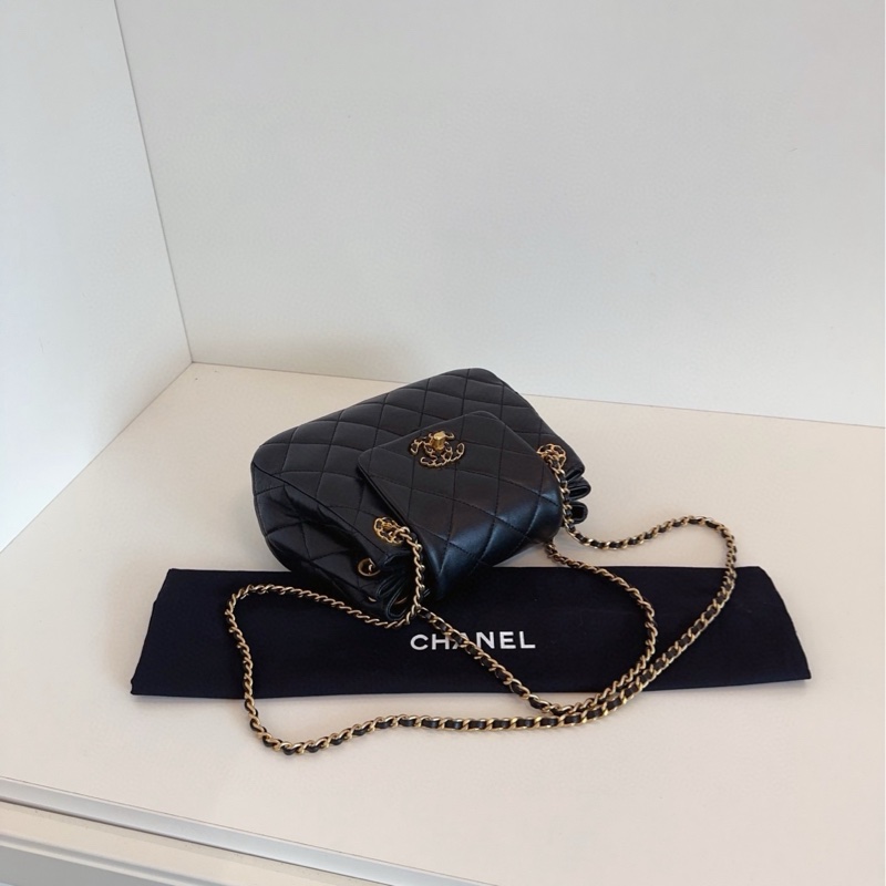 【99新🆕芯片款】Chanel  24p新款 黑金19系列小元寶 hobo鏈條包 單肩包-4