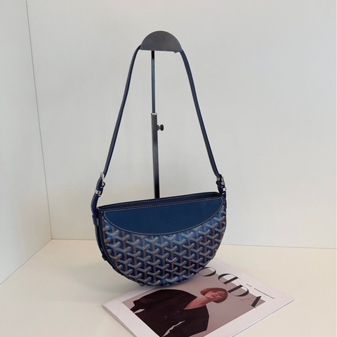 【閒置🆕】Goyard  Hirondelle 深藍色 老花半月燕子包單肩包