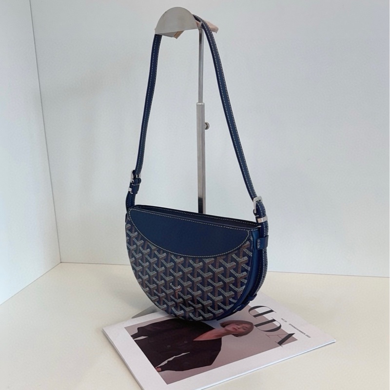 【閒置🆕】Goyard  Hirondelle 深藍色 老花半月燕子包單肩包-2