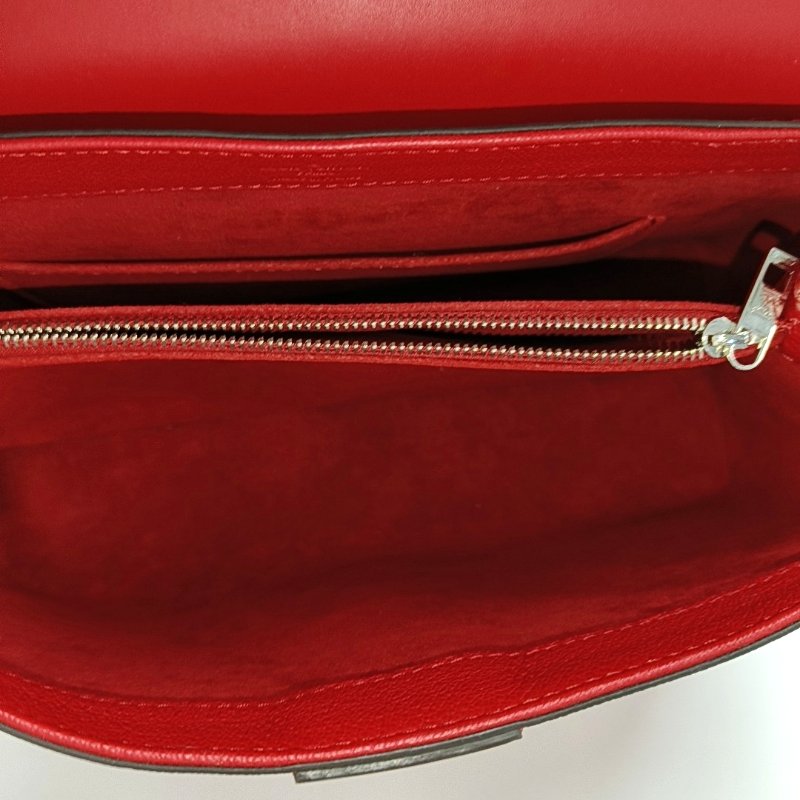 LOUIS VUITTON VERY紅色牛皮老花壓紋單肩包銀色五金可拆卸肩帶-6
