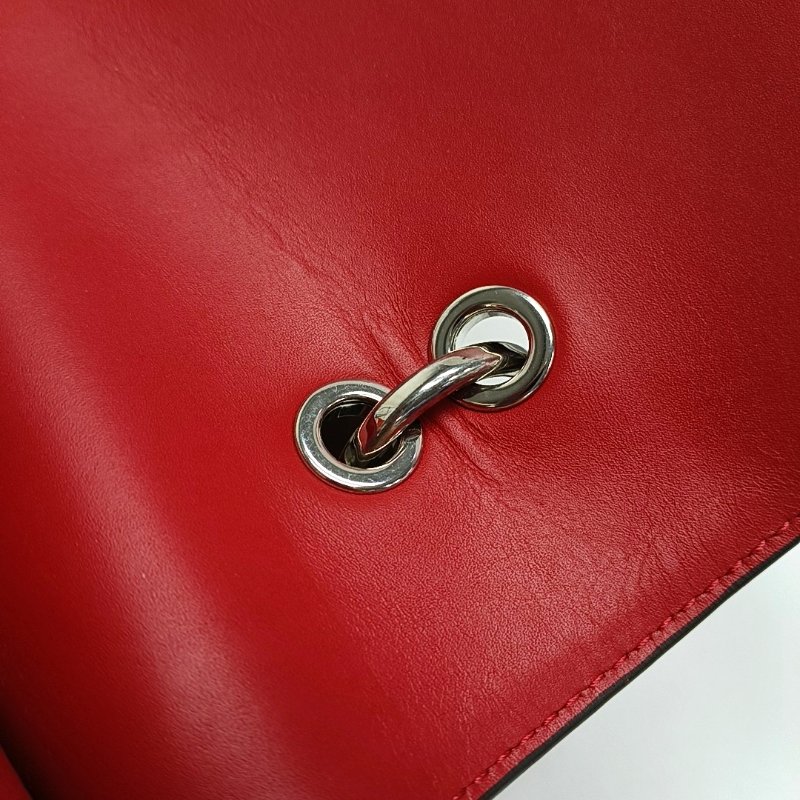 LOUIS VUITTON VERY紅色牛皮老花壓紋單肩包銀色五金可拆卸肩帶-10