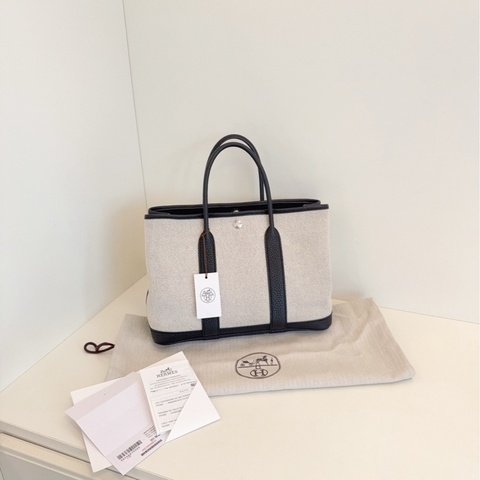 【閒置🆕】Hermes  Garden Party GP30 經典黑白熊貓🐼色 花園包 手提包