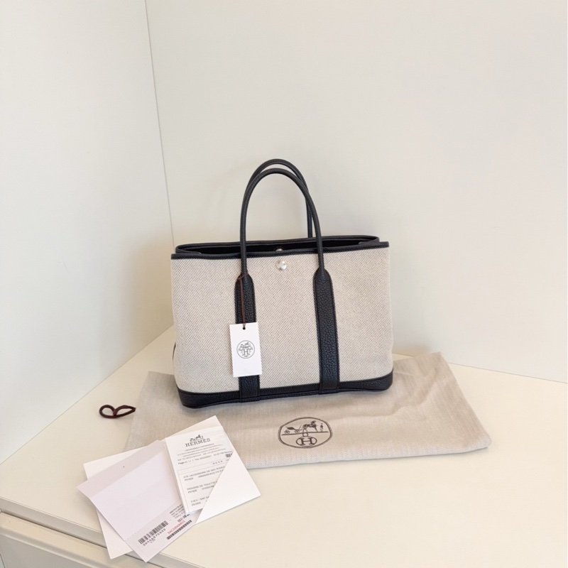 【閒置🆕】Hermes  Garden Party GP30 經典黑白熊貓🐼色 花園包 手提包-0
