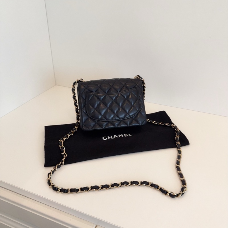【98新🆕】Chanel Vtg黑金方胖子 CF口蓋鏈條包斜挎包-1
