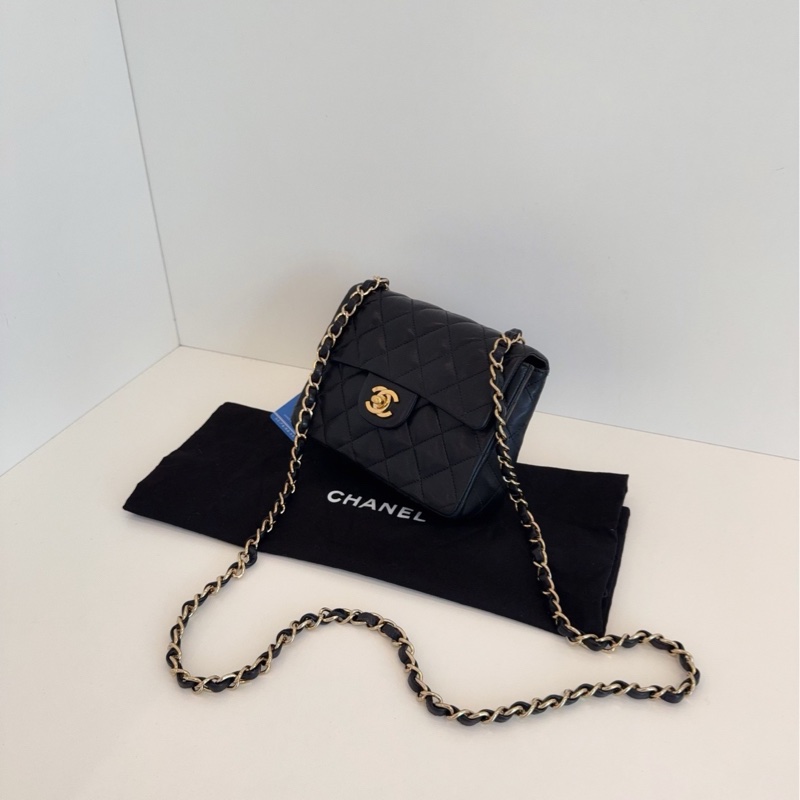 【98新🆕】Chanel Vtg黑金方胖子 CF口蓋鏈條包斜挎包-2