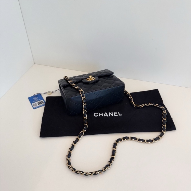 【98新🆕】Chanel Vtg黑金方胖子 CF口蓋鏈條包斜挎包-3