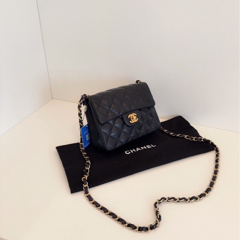 【98新🆕】Chanel Vtg黑金方胖子 CF口蓋鏈條包斜挎包-5