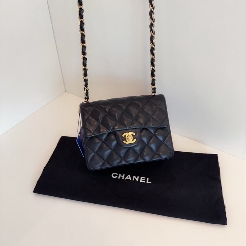 【98新🆕】Chanel Vtg黑金方胖子 CF口蓋鏈條包斜挎包-6