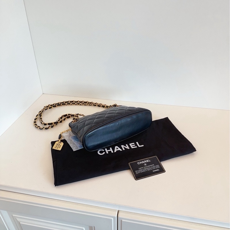 【98新🆕】Chanel vintage黑金康鵬銘牌雙鏈貝殼包 斜挎包-4
