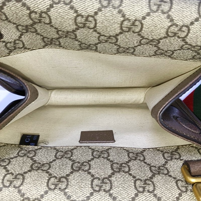 GUCCI Neo Vintage小號棕色塗層帆布老花虎頭包單肩包斜挎包 金色五金-6